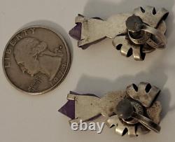 Boucles d'oreilles vintage en argent sterling design William Spratling avec main et tulipe en améthyste