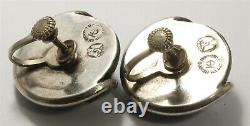 Boucles d'oreilles vintage en argent sterling vert onyx à vis Hubert Harmon Taxco Mexico