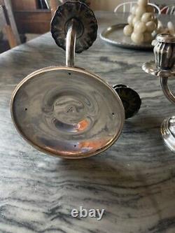 Bougeoirs de couple vintage des années 50 en argent bruni 800 fabriqués en Italie