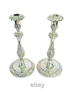 Bougeoirs en argent plaqué de 1847 Rogers Bros Heritage 11 de style vintage