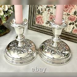 Bougeoirs en argent sterling Gorham Buttercup, chandeliers vintage