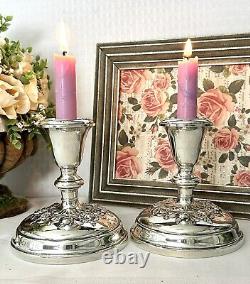 Bougeoirs en argent sterling Gorham Buttercup, chandeliers vintage