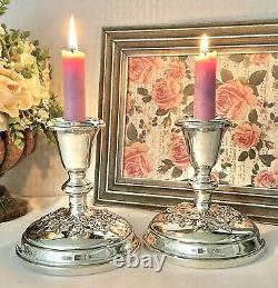 Bougeoirs en argent sterling Gorham Buttercup, chandeliers vintage