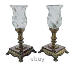 Bougeoirs en argent vintage avec verre tourbillonné