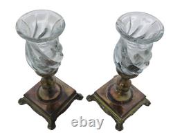 Bougeoirs en argent vintage avec verre tourbillonné