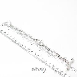 Bracelet de couple en argent sterling 925 avec maillons de câble en forme de cœur vintage 7