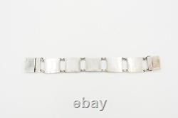 Bracelet de maillon de panneau de soulagement romantique en argent sterling vintage OOAK