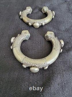 Bracelet de poignet ethnique bédouin nubien en argent lourd assorti vintage