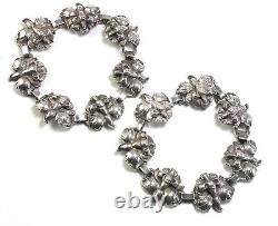 Bracelet en argent sterling Vintage Guglielmo Cini avec paire de bracelets d'orchidées à convertir en choker 14.