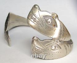 Bracelet en argent sterling vintage de l'ethnie TLINGIT de la côte nord-ouest des Premières Nations