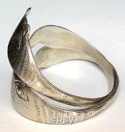 Bracelet en argent sterling vintage de l'ethnie TLINGIT de la côte nord-ouest des Premières Nations