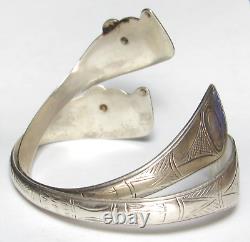 Bracelet en argent sterling vintage de l'ethnie TLINGIT de la côte nord-ouest des Premières Nations