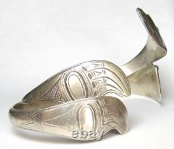 Bracelet en argent sterling vintage de l'ethnie TLINGIT de la côte nord-ouest des Premières Nations