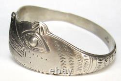 Bracelet en argent sterling vintage de l'ethnie TLINGIT de la côte nord-ouest des Premières Nations