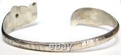 Bracelet en argent sterling vintage de l'ethnie TLINGIT de la côte nord-ouest des Premières Nations
