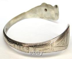 Bracelet en argent sterling vintage de l'ethnie TLINGIT de la côte nord-ouest des Premières Nations