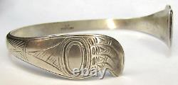 Bracelet en argent sterling vintage de l'ethnie TLINGIT de la côte nord-ouest des Premières Nations