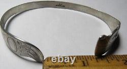 Bracelet en argent sterling vintage de l'ethnie TLINGIT de la côte nord-ouest des Premières Nations