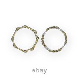 Bracelet jonc vintage moderniste en argent sterling 925 plaqué or en paire