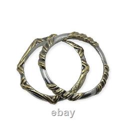 Bracelet jumeau en argent sterling 925 électroformé moderne vintage doré