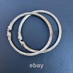 Bracelet jumeau vintage tribal en argent sterling tête d'éléphant 21 grammes
