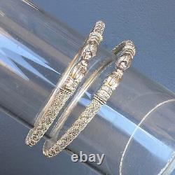 Bracelet jumeau vintage tribal en argent sterling tête d'éléphant 21 grammes