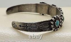 Bracelet manchette Vintage en argent sterling avec Turquoise naturelle et motifs ethniques, style serpent à yeux.