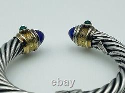 Bracelets en câble en argent sterling et or 18 carats avec améthyste de 10 mm, paire vintage Cellini