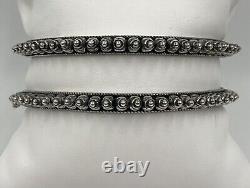 Bracelets joncs vintage assortis en argent sterling 925, ornés de perles, 8.25'