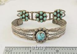 Bracelets manchette en argent sterling et turquoise de style amérindien vintage