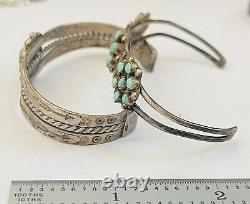 Bracelets manchette en argent sterling et turquoise de style amérindien vintage