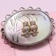 Broche épingle Antique Victorienne En Argent Sterling Avec Paire De Hiboux En Nacre