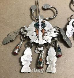 Broche paire de fibules berbères marocaines en argent vintage émaillé 3x3,5 bijoux ethniques.