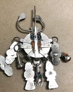 Broche paire de fibules berbères marocaines en argent vintage émaillé 3x3,5 bijoux ethniques.