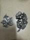 Broches En Argent Sterling Vtg En Forme De Fleur Et De Feuille Paire Guiglielmo Cini Art Pressé