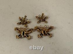 Brochettes en Argent Sterling Coro Vintage avec une Paire de Boucles d'Oreilles Assorties