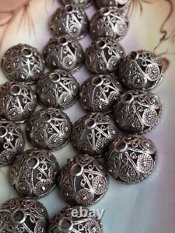 CAP20 Bonnets en perles filigranes en argent vintage Yemen Bowsani 18 mm (7 paires)
