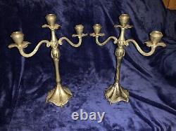 Candélabres Vintage 17 en argent avec triple teinte et porte-bougies assortis