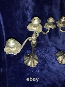 Candélabres Vintage 17 en argent avec triple teinte et porte-bougies assortis