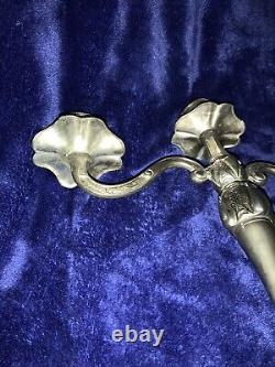 Candélabres Vintage 17 en argent avec triple teinte et porte-bougies assortis