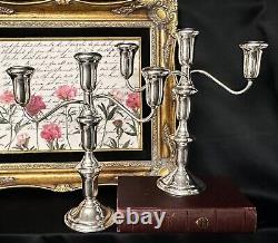 Candelabres en argent sterling Seigneur Argent Vintage Porte-bougies à 3 bras en argent sterling