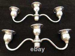Candelabres vintage en argent sterling Revere à trois lumières avec vis supérieur
