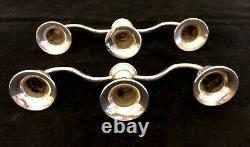 Candelabres vintage en argent sterling Revere à trois lumières avec vis supérieur