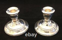 Candelabres vintage en argent sterling Revere à trois lumières avec vis supérieur