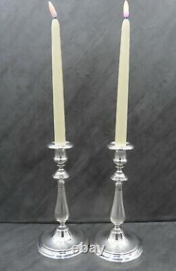 Christofle Chandelles Plaquées Argent Paire Guilloche Gravure Albi Art Deco