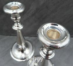 Christofle Chandelles Plaquées Argent Paire Guilloche Gravure Albi Art Deco