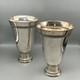 Christofle Gallia Paire De Vases En Argent Sterling Sur Pieds Avec Décor Perlé Vtg France