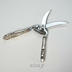 Ciseaux à volaille avec poignées en argent sterling 10 pouces de longueur, vintage