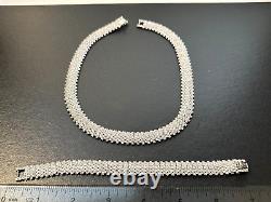 Collier vintage en argent sterling 925 avec bracelet assorti. Vendu en duo.