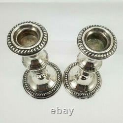 Compagnie d'argent Empire vintage. Paire de bougeoirs en argent sterling 925, 6,0 pouces, années 1950/60.